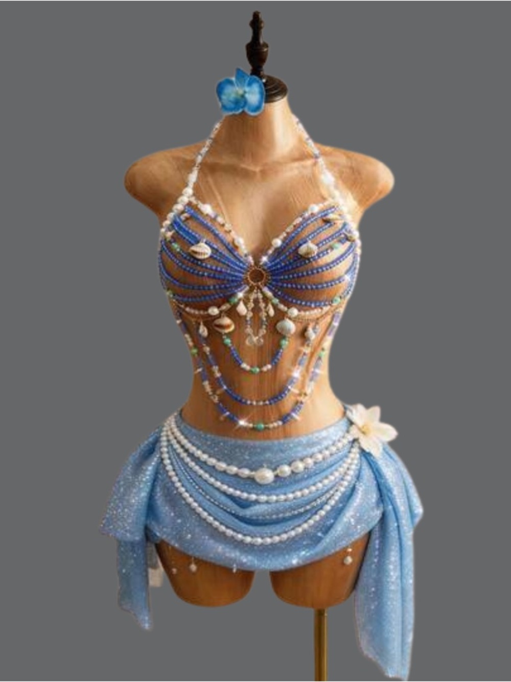 Blue Mermaid-Inspired Beaded Music Festival Set